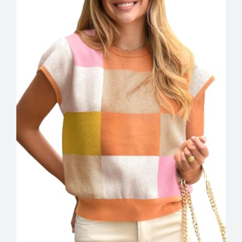 NWT Saodimallsu Womens Short Sleeve Sweater Top Size M